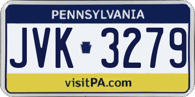 PA license plate JVK3279