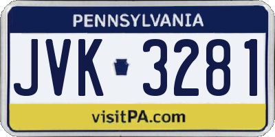PA license plate JVK3281