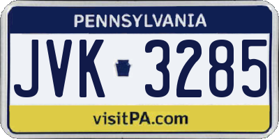 PA license plate JVK3285