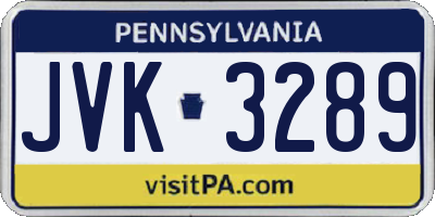 PA license plate JVK3289