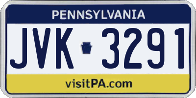 PA license plate JVK3291