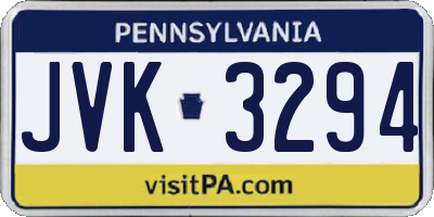 PA license plate JVK3294