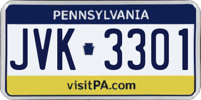 PA license plate JVK3301