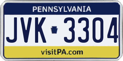 PA license plate JVK3304