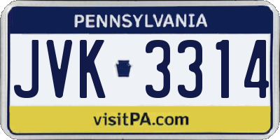 PA license plate JVK3314