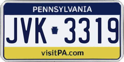 PA license plate JVK3319