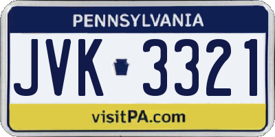 PA license plate JVK3321