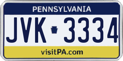 PA license plate JVK3334