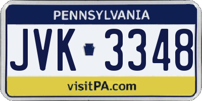 PA license plate JVK3348
