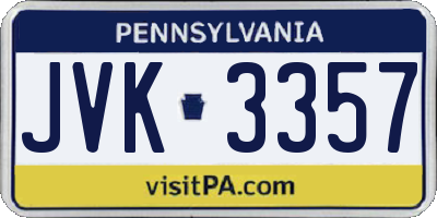 PA license plate JVK3357