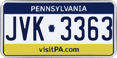 PA license plate JVK3363