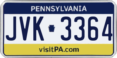 PA license plate JVK3364