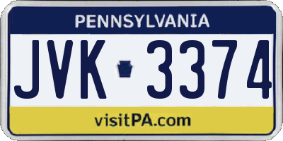 PA license plate JVK3374