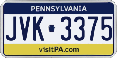 PA license plate JVK3375