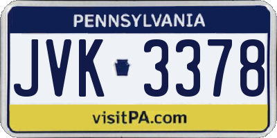 PA license plate JVK3378