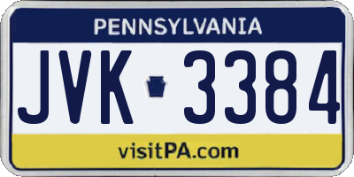 PA license plate JVK3384