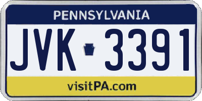 PA license plate JVK3391