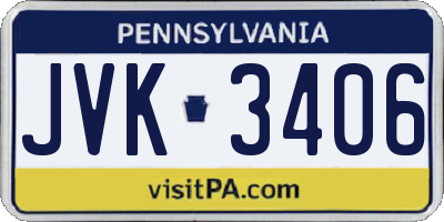 PA license plate JVK3406