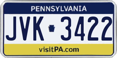 PA license plate JVK3422