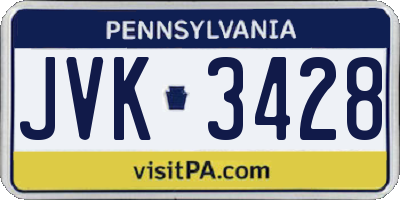 PA license plate JVK3428
