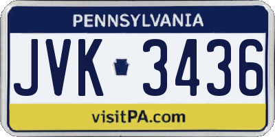 PA license plate JVK3436