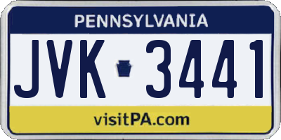 PA license plate JVK3441