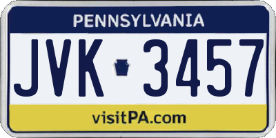 PA license plate JVK3457