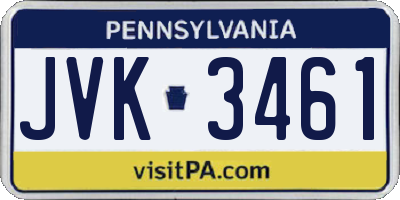 PA license plate JVK3461