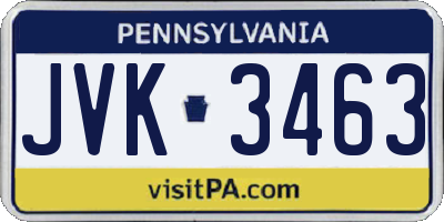 PA license plate JVK3463