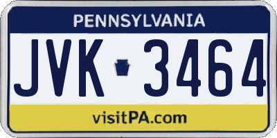 PA license plate JVK3464