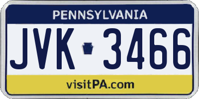 PA license plate JVK3466