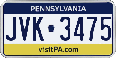 PA license plate JVK3475