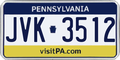 PA license plate JVK3512