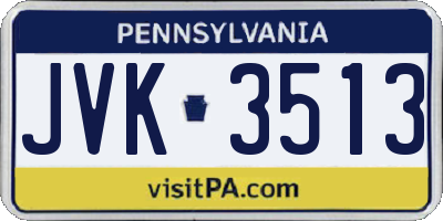 PA license plate JVK3513