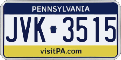 PA license plate JVK3515