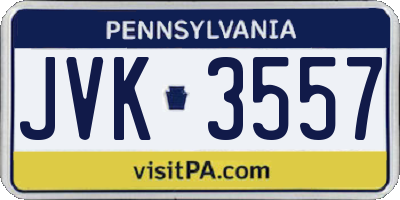PA license plate JVK3557