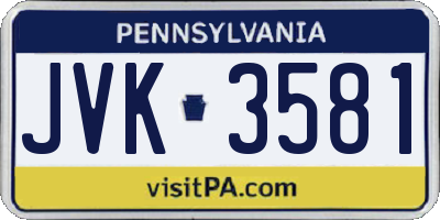 PA license plate JVK3581
