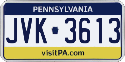 PA license plate JVK3613