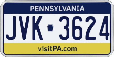 PA license plate JVK3624