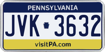 PA license plate JVK3632