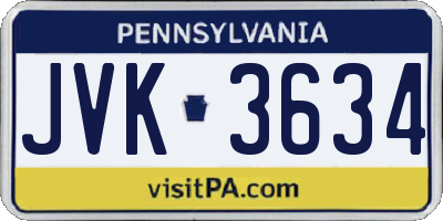 PA license plate JVK3634