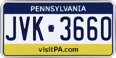 PA license plate JVK3660