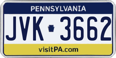 PA license plate JVK3662