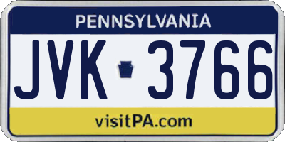 PA license plate JVK3766