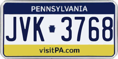 PA license plate JVK3768