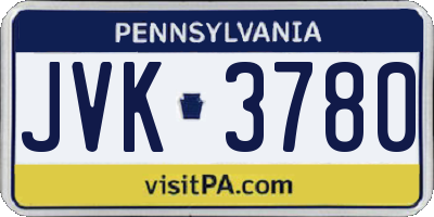 PA license plate JVK3780