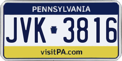 PA license plate JVK3816