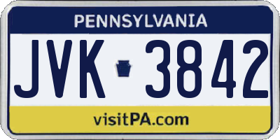 PA license plate JVK3842