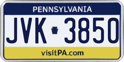 PA license plate JVK3850