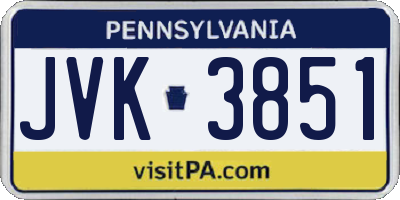 PA license plate JVK3851
